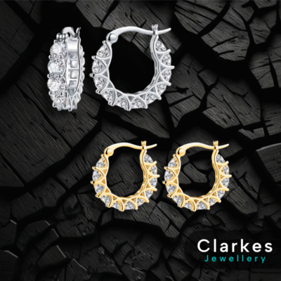 Stunning Ladies Silver & Gold Zircon Earrings With Sturdy Closure