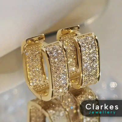 Ladies U Shape Earrings 18ct Gold Filled Cubic Zirconias Stone Earrings