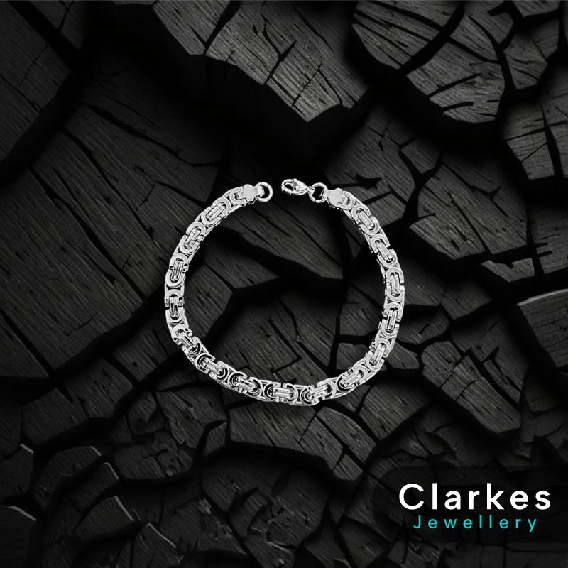9" Stainless Steel Flat Byzantine Link Bracelet- 6mm - No Fade