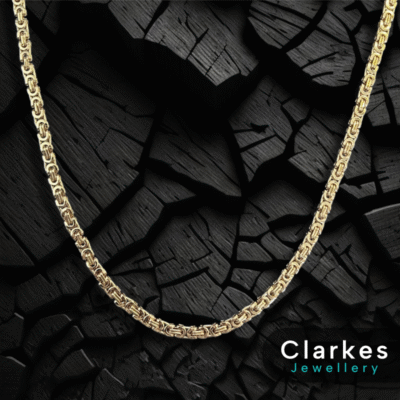 18ct Gold Filled 24" Stainless Flat Byzantine Link Necklace Chain - 6mm