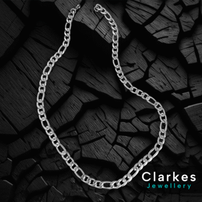 Stainless Steel Figaro Chain Necklace 9mm Wide Men's Chain 24”