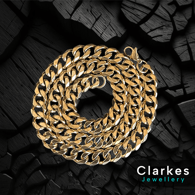 18ct Gold Filled Italian 11mm Cuban Chain GF Stainless 22" Cuban + Giftbox - Image 4