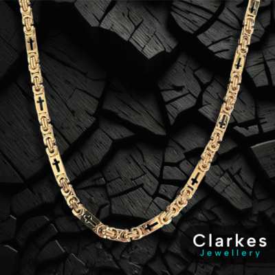 Men's 24" Byzantine Cross 18ct Gold Chain | Heavy Vintage Style Chunky Necklace