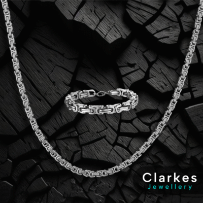Durable Stainless Steel Box Byzantine Chain 24" + 9" Bracelet Set