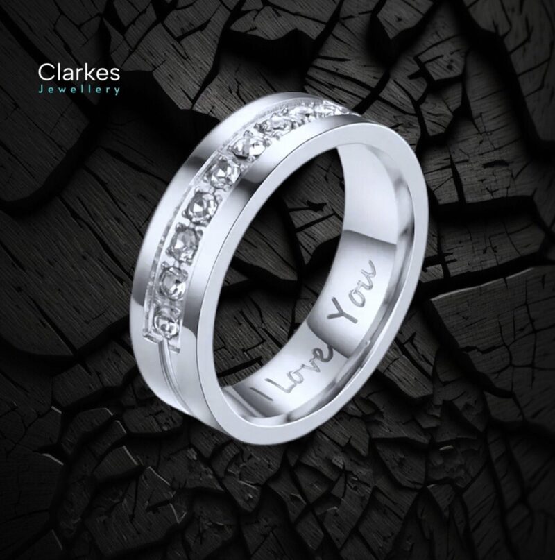 His & Hers Titanium Wedding Band Rings “I Love You” Engraved Band Rings - Image 3