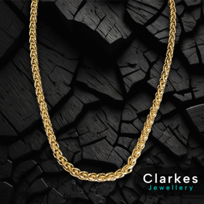 18ct Gold Filled Rope Chain 8mm Thick 24” Long Men's GF Braided Rope Necklace