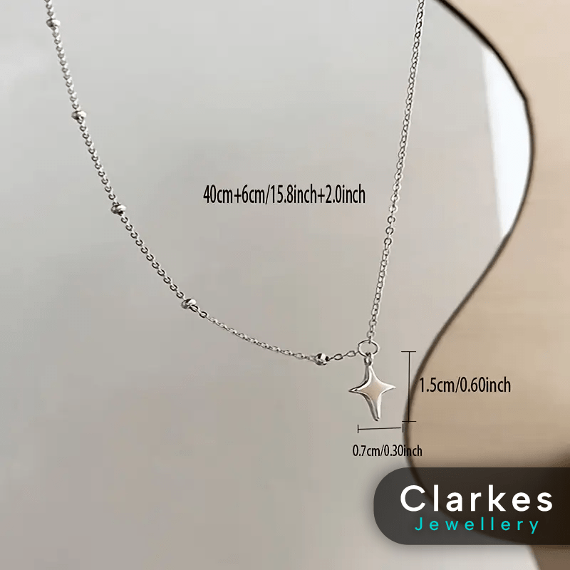 Ladies 925 Sterling Silver Star Pendant Necklace - Image 2