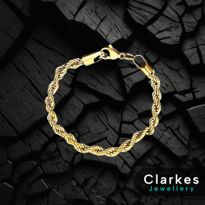 Men's Boys 18ct Gold Filled 5mm Rope Bracelet 8”-9"