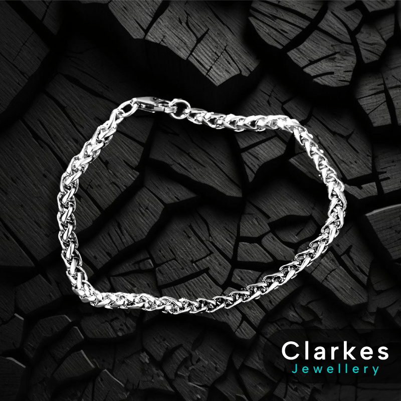 Mens Boys 4mm Braided Italian Stainless Steel Bracelet 21cm - Image 2
