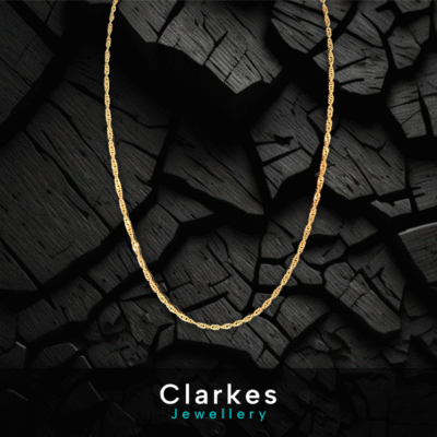 18ct Gold Italian Dainty Twisted Rope Chain Necklace 19.6" Classic Chain