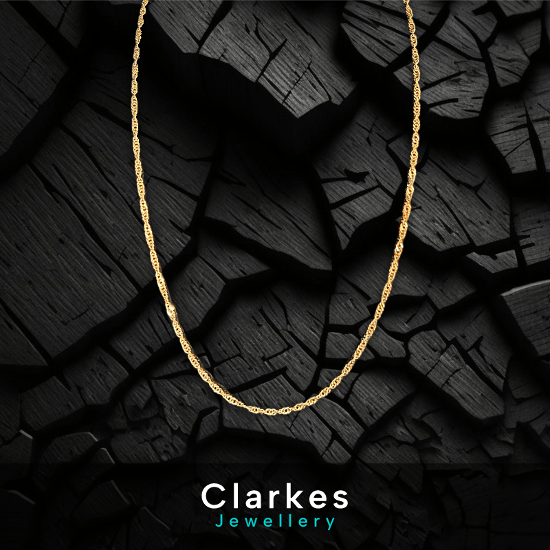 18ct Gold Italian Dainty Twisted Rope Chain Necklace 19.6" Classic Chain