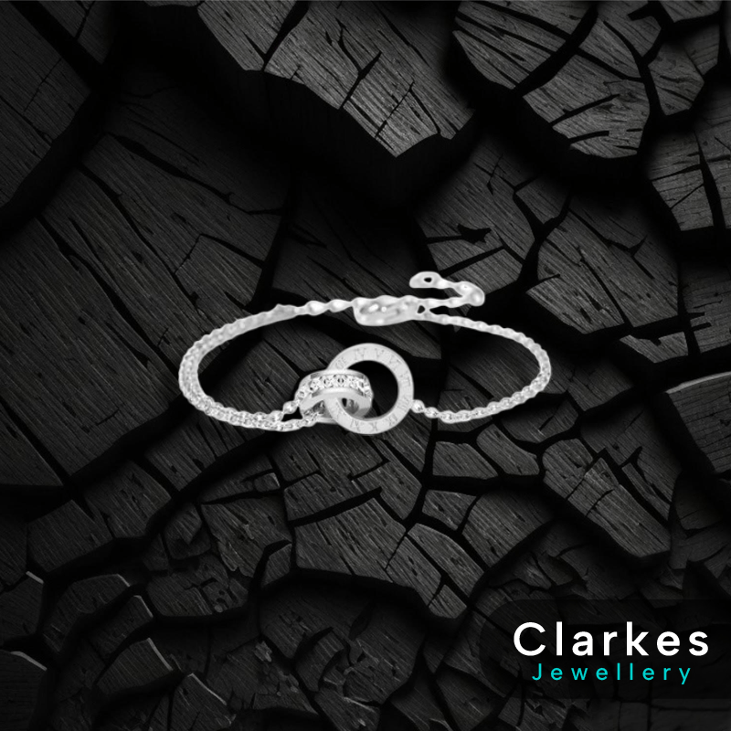 Ladies Diamond Cut Roman Numeral CZ Ladies Bracelet + Chain Set - Image 4