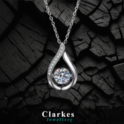 Ladies Stainless Zircon Teardrop Necklace Pendant
