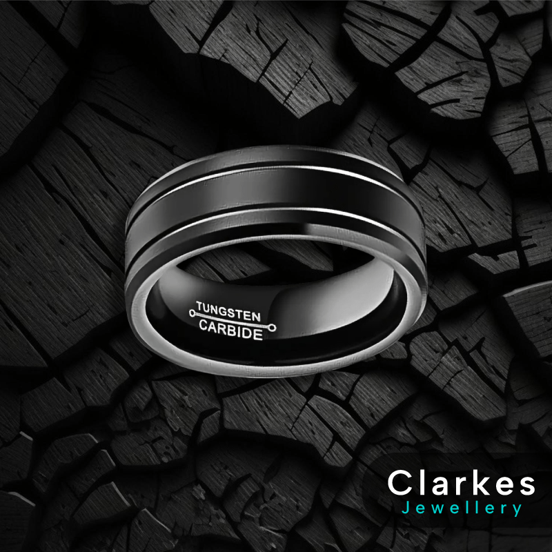 Matte Black 8mm Tungsten Carbide Band Ring for Men - Image 2