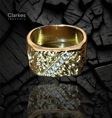 Chunky Gold Filled Ring Vintage Style CZ Nugget Mens Pinky Ring