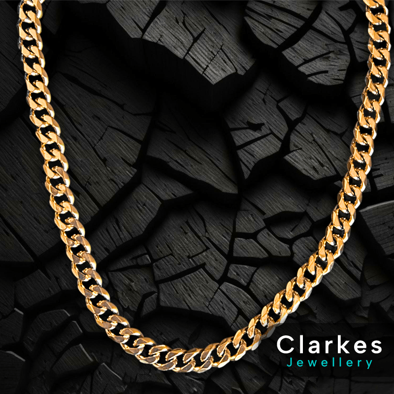18ct Gold Filled Italian 11mm Cuban Chain GF Stainless 22" Cuban + Giftbox - Image 2