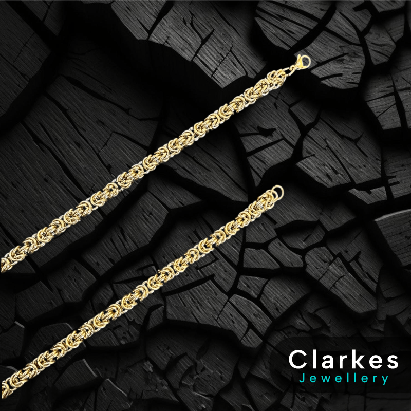 9ct Vacuum Plated 24" Stainless Round Byzantine Link Necklace Chain - 7mm - Image 2