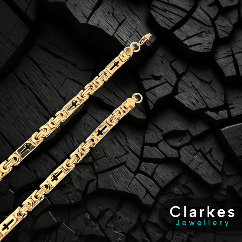 Men's 24" Byzantine Cross 18ct Gold Chain | Heavy Vintage Style Chunky Necklace - Image 2