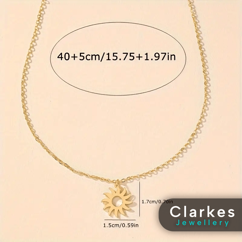 Hollow Sun Necklace Pendant Gold Filled Stainless Steel Bohemian Style - Image 3