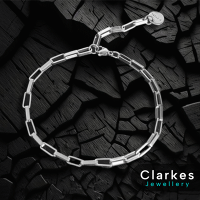 Ladies Silver Rectangle Paperclip Style Link 18-21cm  Bracelet