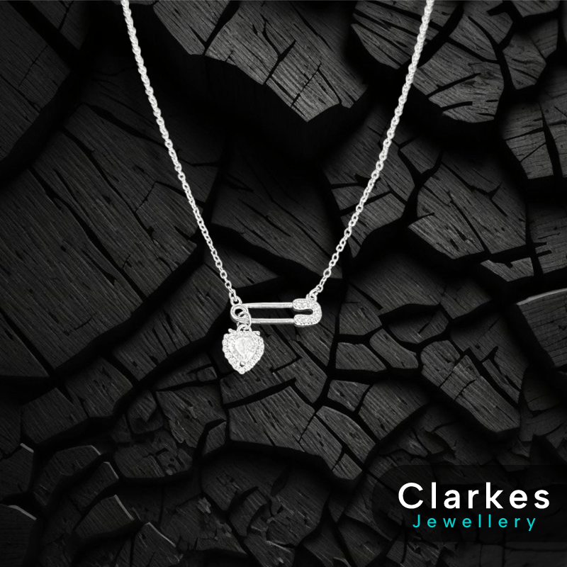 Dainty Stainless Steel Zircon Silver Safety Pin Necklace