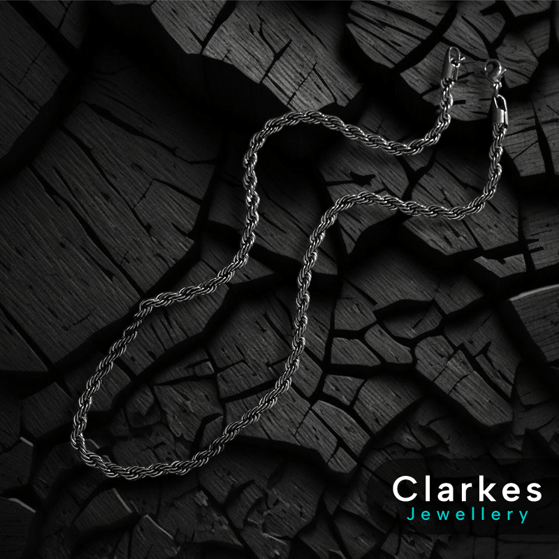 Premium Black 4.5mm Braided Rope Chain 22" - Image 4