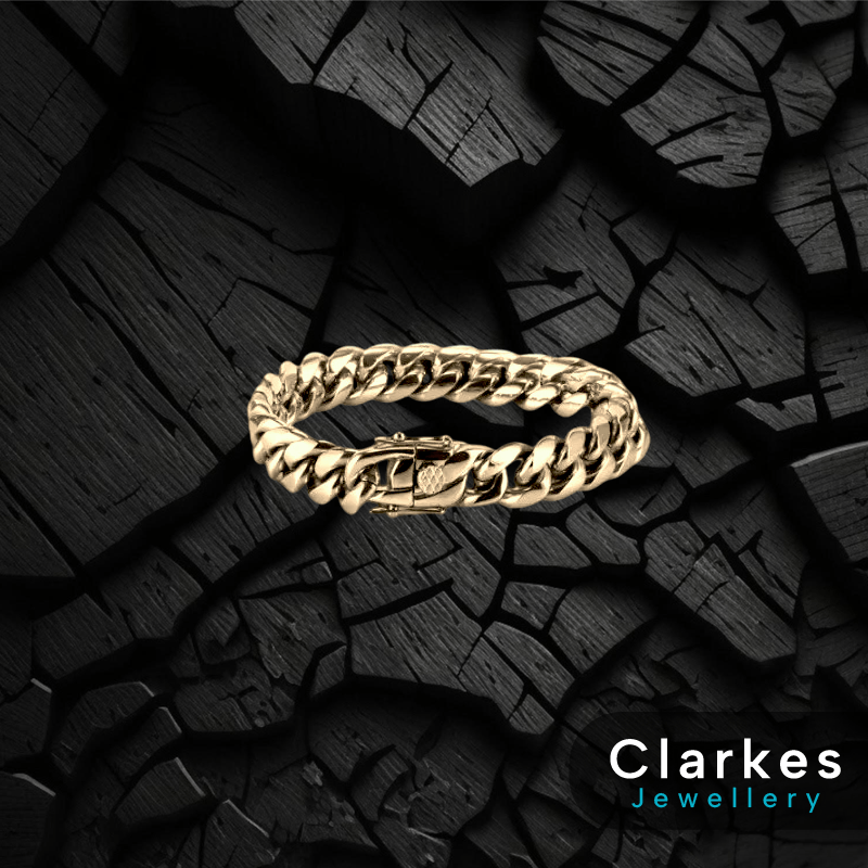 18ct Gold Filled Italian 10mm Miami Cuban Curb Bracelet 23cm + Giftbox