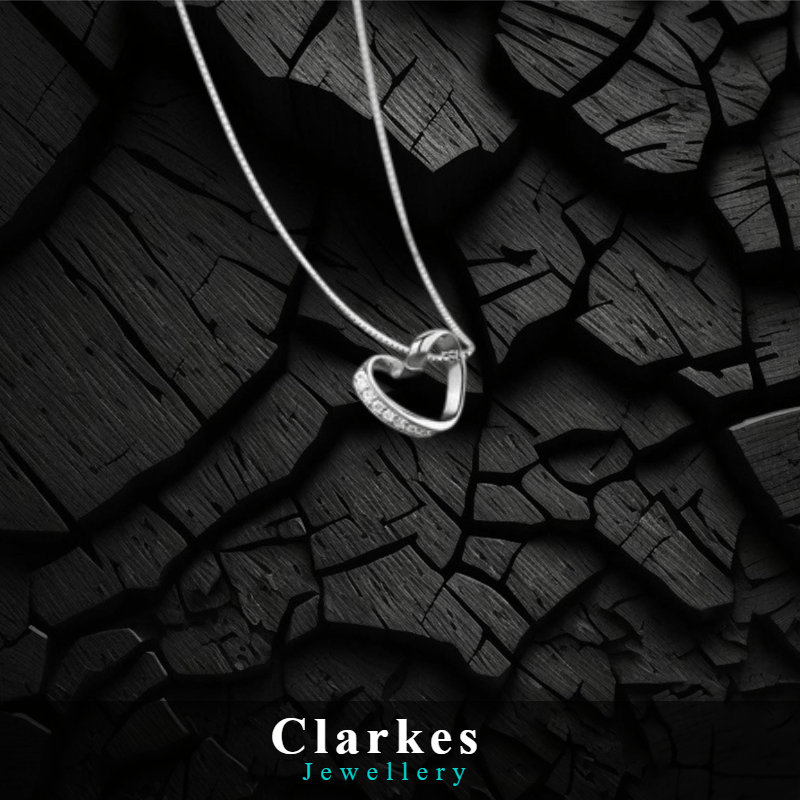 Stainless Ladies Zircon Polished Heart Pendant Necklace - Image 3