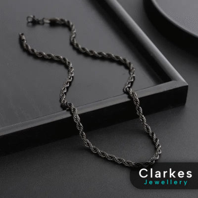 Premium Black 4.5mm Braided Rope Chain 22"