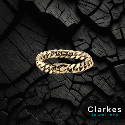 18ct Gold Filled Italian 10mm Miami Cuban Curb Bracelet 22cm + Giftbox