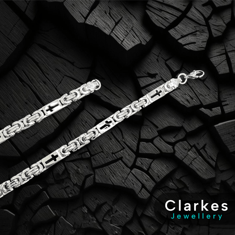 Men's 24" Byzantine Stainless Steel Cross Chain | Heavy Duty Curb Necklace - Image 2