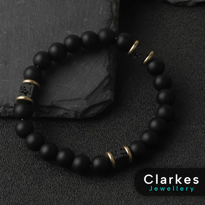 Lava & Onyx Strength Bracelet Bangle - Grounding, Confidence & Balance - Image 2