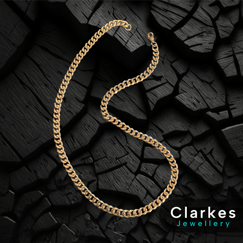 Mens Boys 9ct Gold Filled Italian Cuban Curb Chain 21.5" 7mm + Giftbox - Image 2