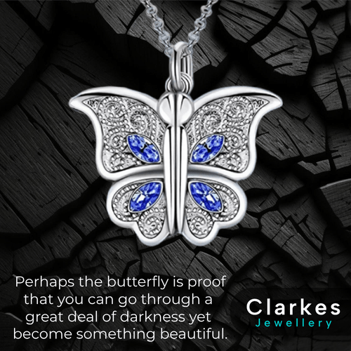 925 Silver Butterfly Necklace for Ladies Girls "I Love You" Engraved Gift - Image 2