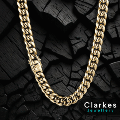 18ct Gold Filled 10mm Miami Cuban Curb Chain 18" Men's Boys + Giftbox