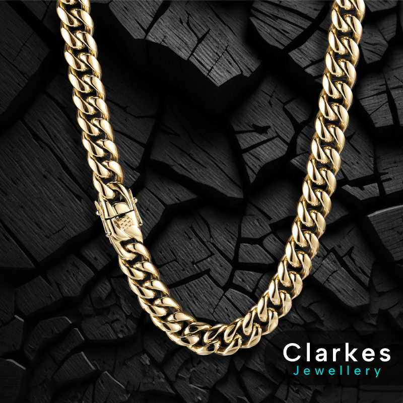 18ct Gold Filled 10mm Miami Cuban Curb Chain 18" Men's Boys + Giftbox