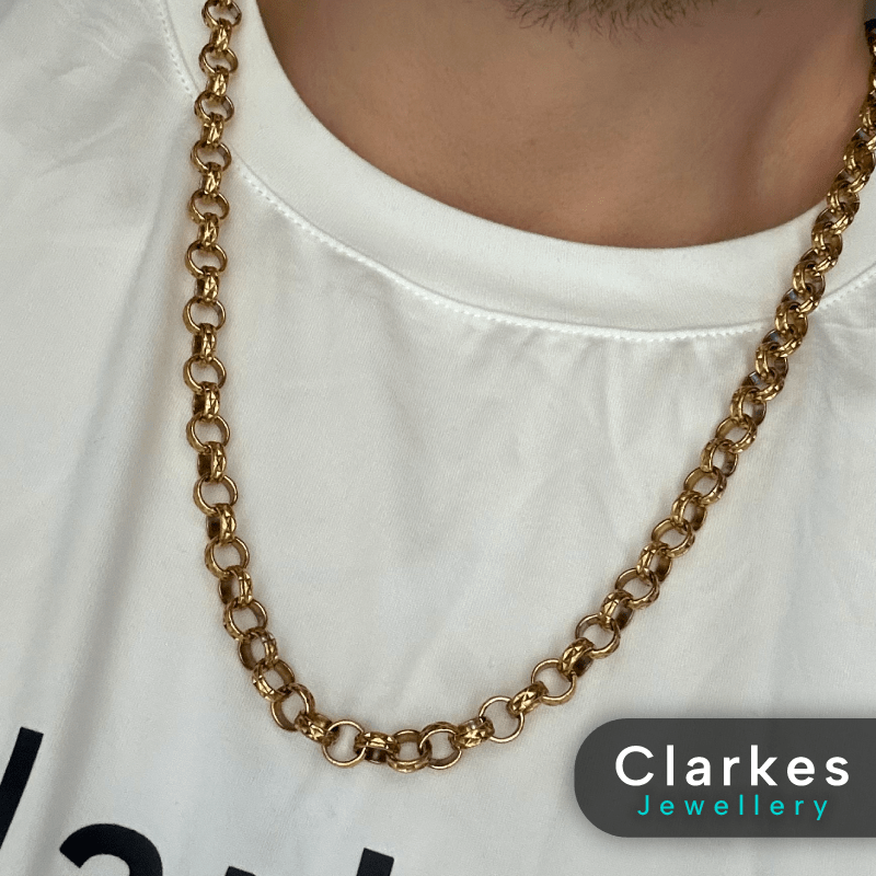 18ct Gold Filled Belcher Chain 24” Long 8mm Thick Men's Embossed Belcher Link - Image 2