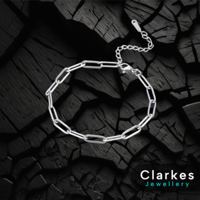 Ladies Silver Vintage Cuban Curb Paperclip Bracelet