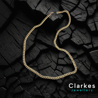 18ct Gold Filled Solid Italian Curb Cuban Necklace Chain 22" 5mm