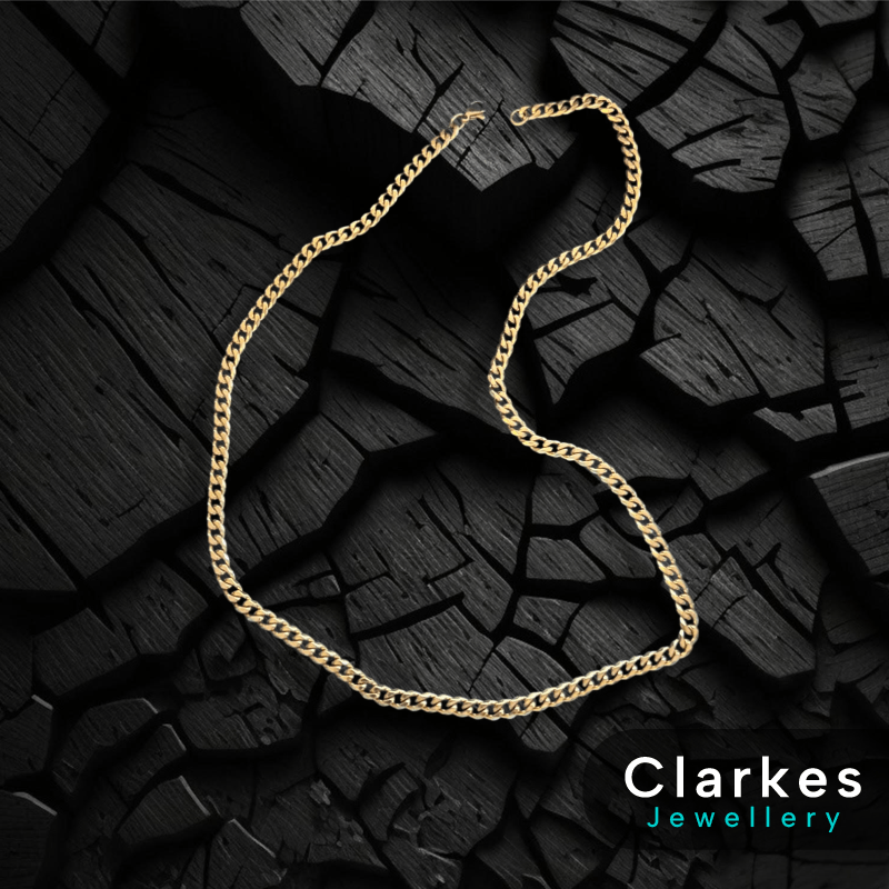 18ct Gold Filled Solid Italian Curb Cuban Necklace Chain 22" 5mm