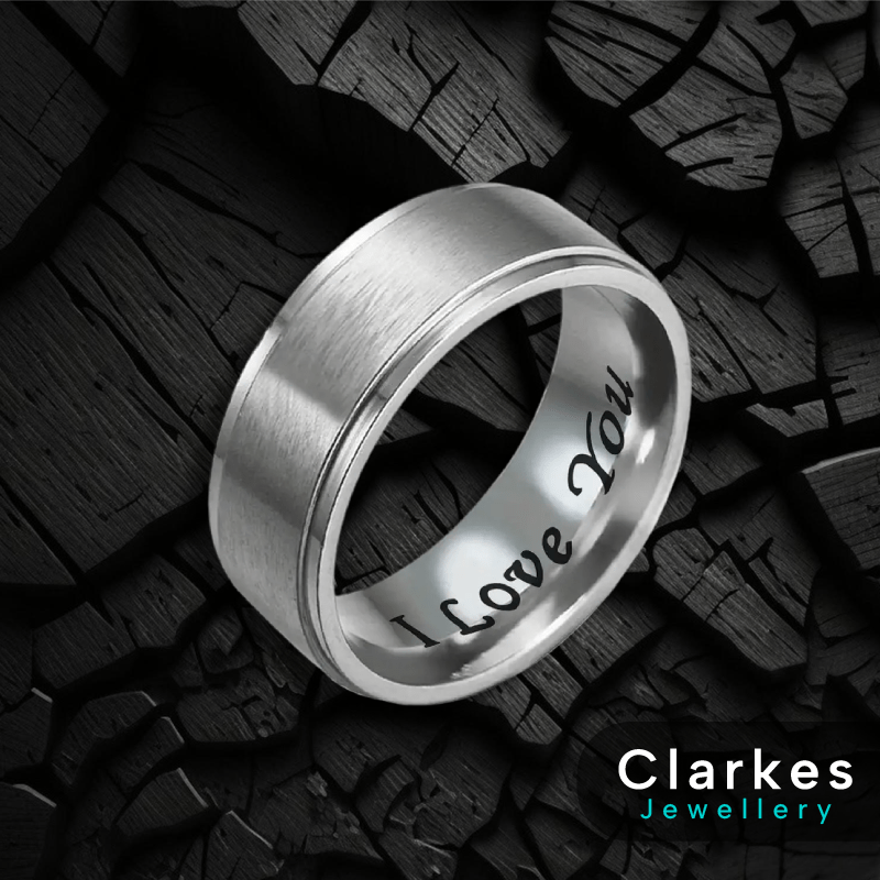 'I Love You' 8mm Stainless Steel Band Ring