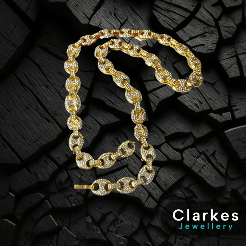 Mens Puffed Mariner Anchor Chain Necklace 60cm Iced Out Chain - Image 2