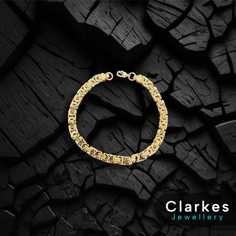 18ct Gold Filled 24" Stainless Flat Byzantine Chain + 9" Bracelet Set - Image 3