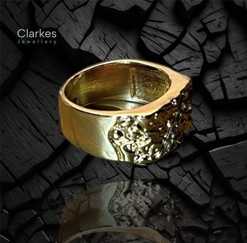 Chunky Gold Filled Ring Vintage Style CZ Nugget Mens Pinky Ring - Image 2