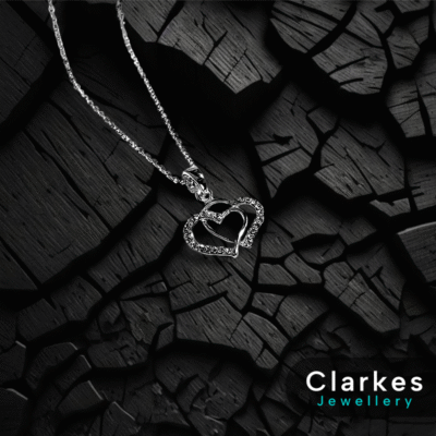 Ladies 925 Silver Zircon Heart Pendant Necklace