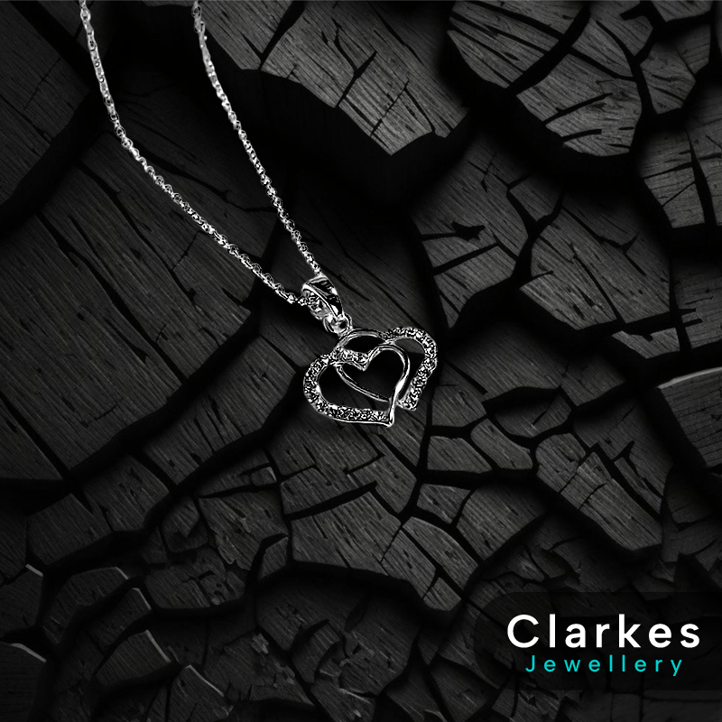 Ladies 925 Silver Zircon Heart Pendant Necklace