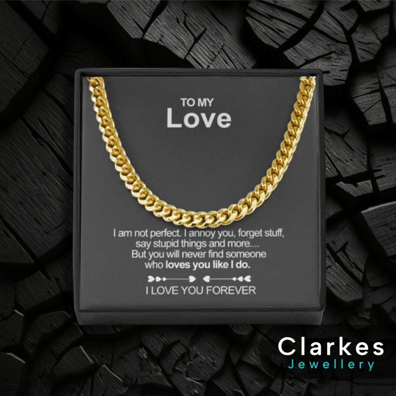 18ct Gold Vacuum Plated 7mm Cuban Chain Necklace for Him - Gift Boxed & Message