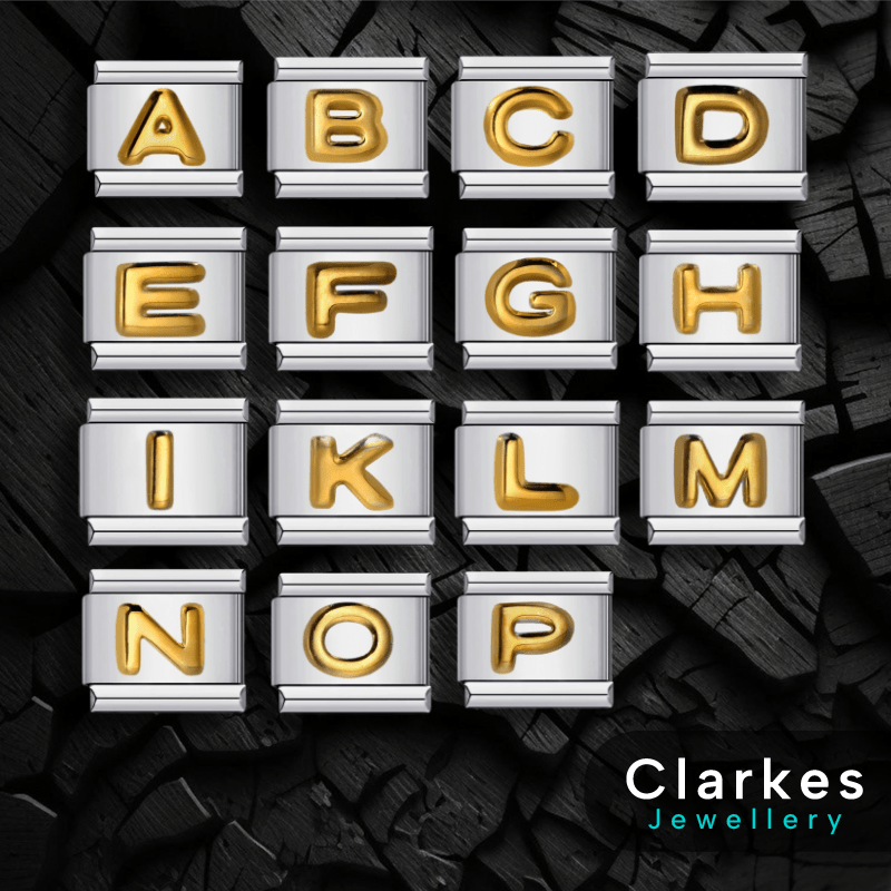 Italian Gold LETTER Charms Name Initials Fits All Italian 9mm Modular Bracelets