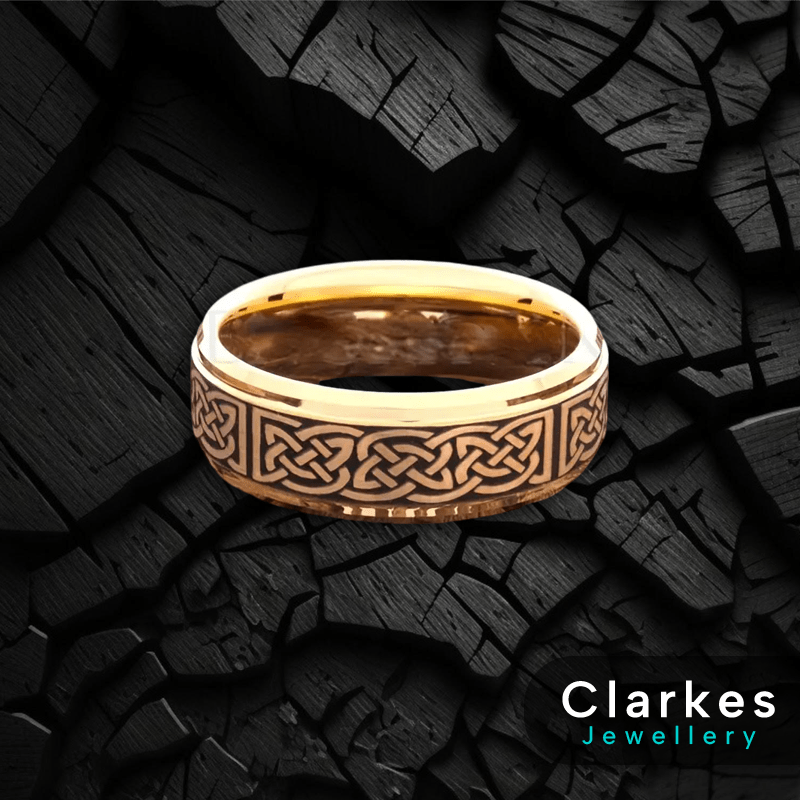 9ct Gold Filled Textured Vintage Viking Style Band Ring - Image 2