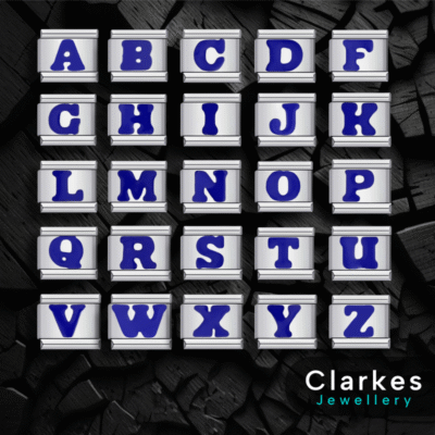 Italian Blue LETTER Charms Name Initials Fits All Italian 9mm Modular Bracelets
